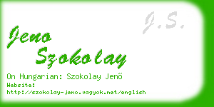 jeno szokolay business card